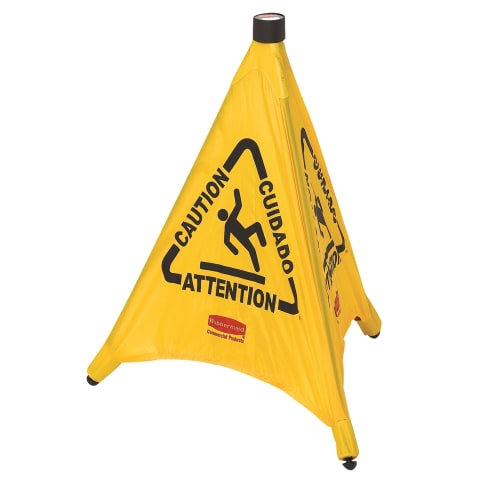 Cono Desplegable por Piso Mojado Rubbermaid en Varios Idiomas, 20 In, Amarillo